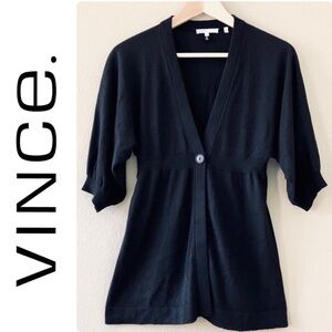 Vince | Cashmere Blend Short Sleeve Cardigan in Black - Size M - EUC​​​​​